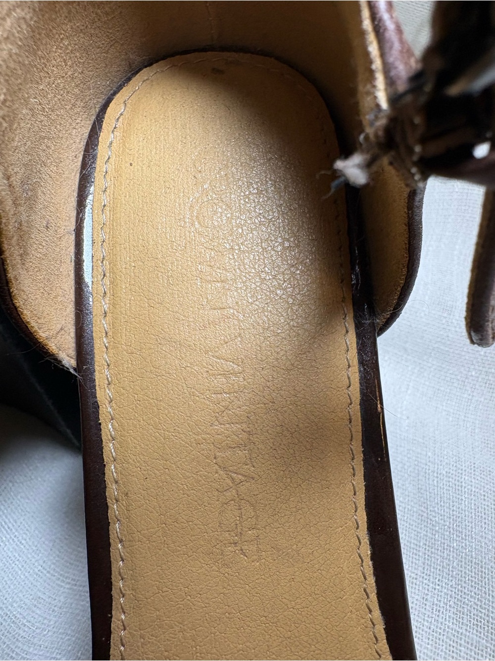 Crown Vintage Greeta Brown Genuine Leather Mary Jane Platform Heels 7.5M Chunky - Picture 3 of 14